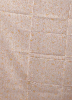 White Chanderi Silk Saree With Blouse Piece