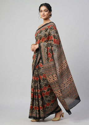 Blue Chanderi Silk Saree With Blouse Piece