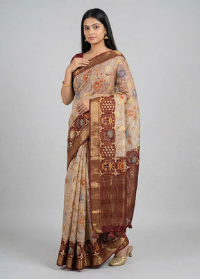 Maroon Dupion Silk Saree With Blouse Piece