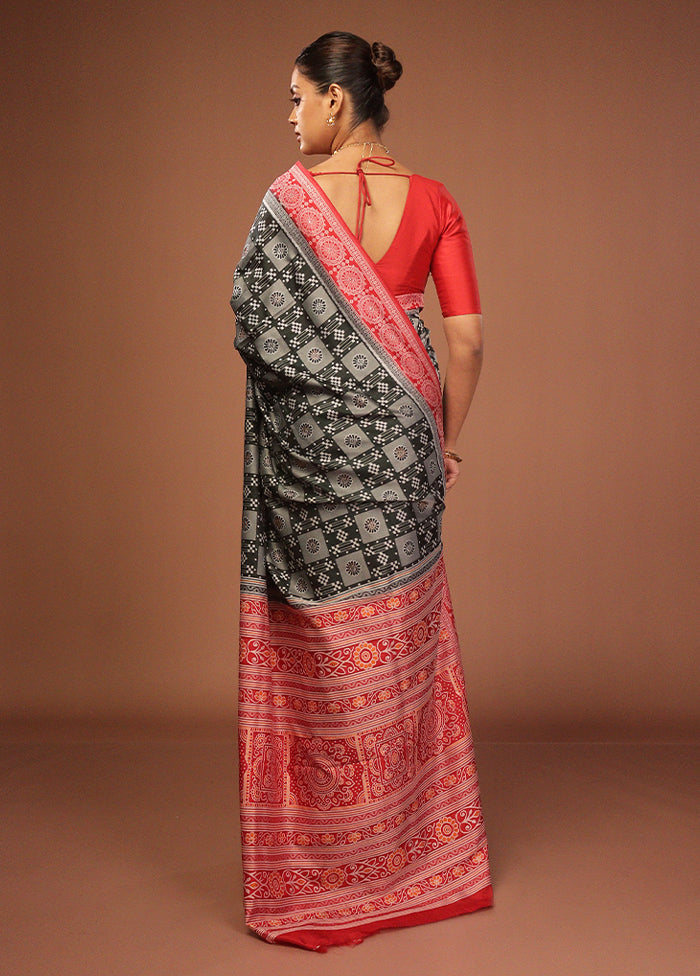 Black Bomkai Silk Saree Without Blouse Piece