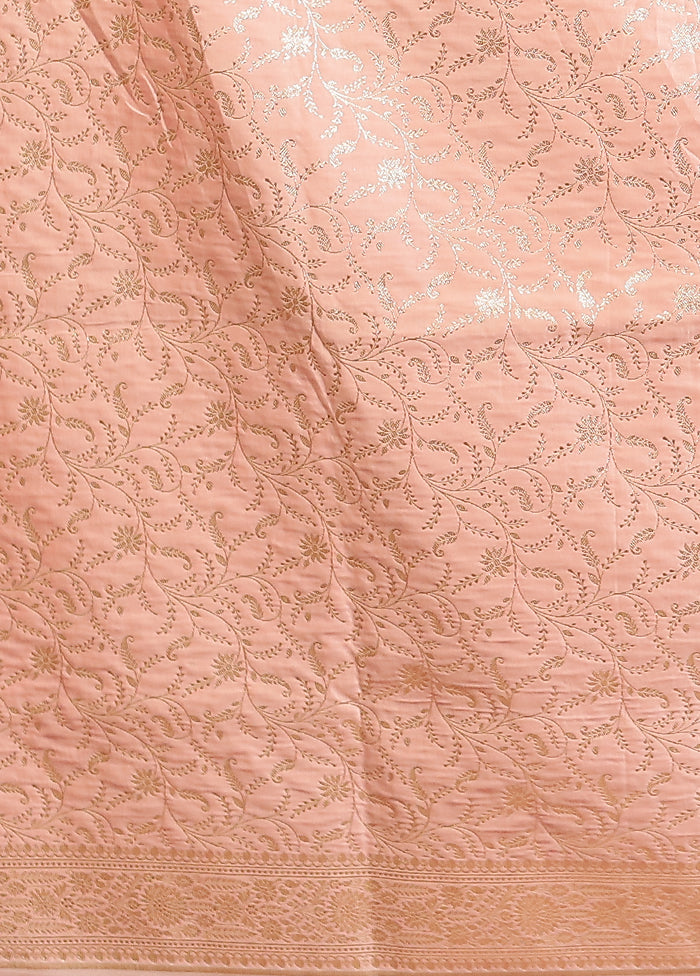 Pink Banarasi Silk Saree With Blouse Piece