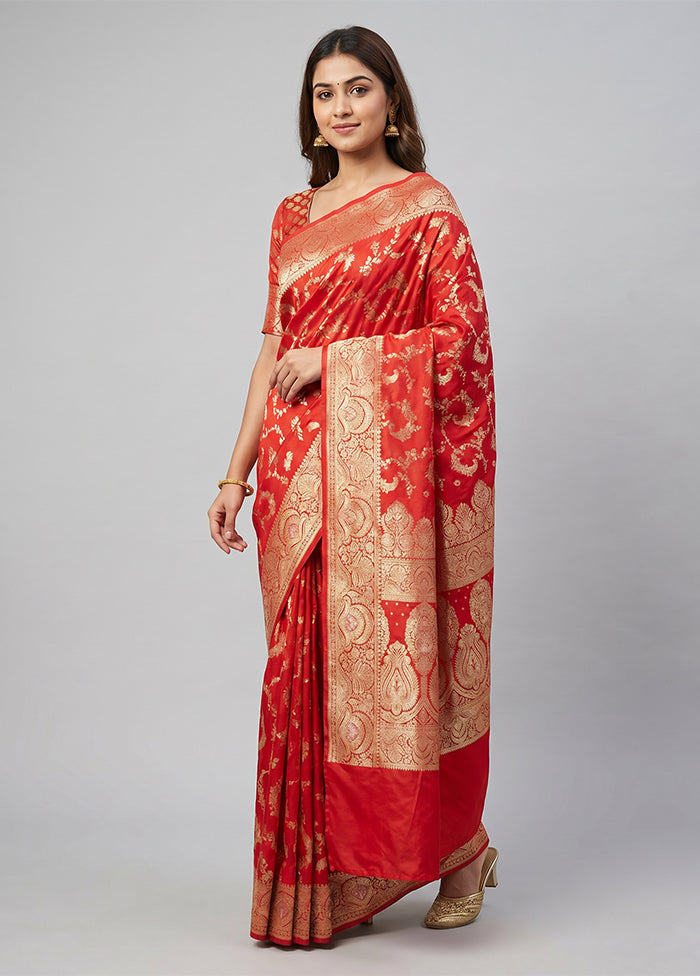 Red Uppada Silk Saree With Blouse Piece