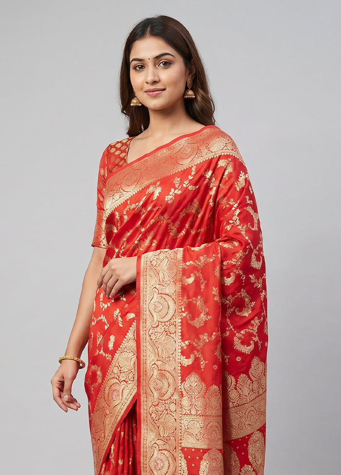 Red Uppada Silk Saree With Blouse Piece