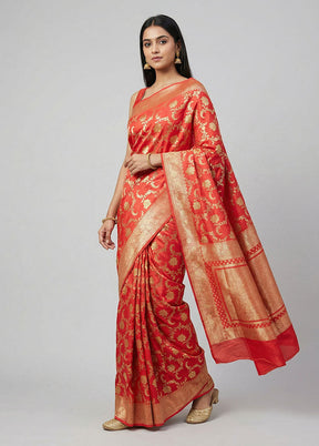 Pink Dupion Silk Saree With Blouse Piece