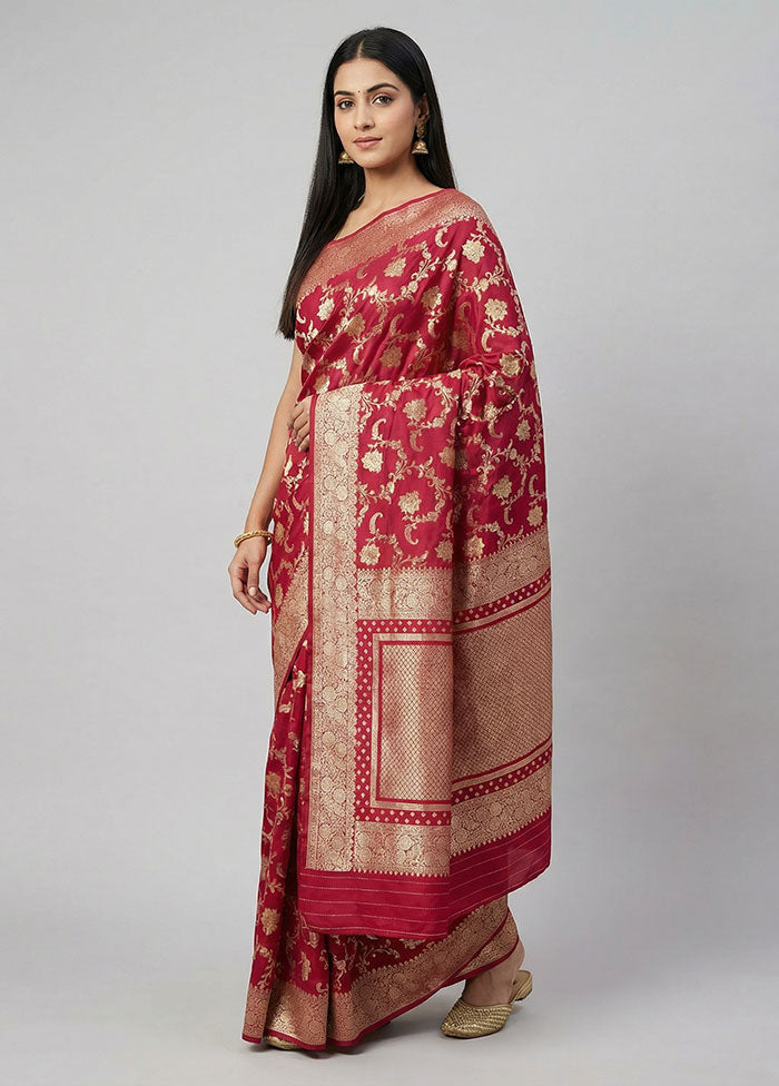 Pink Dupion Silk Saree With Blouse Piece
