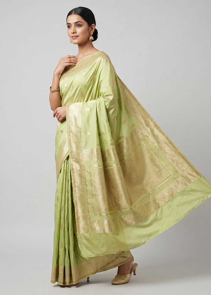 Green Dupion Silk Saree With Blouse Piece