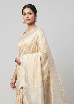 Yellow Dupion Silk Saree With Blouse Piece