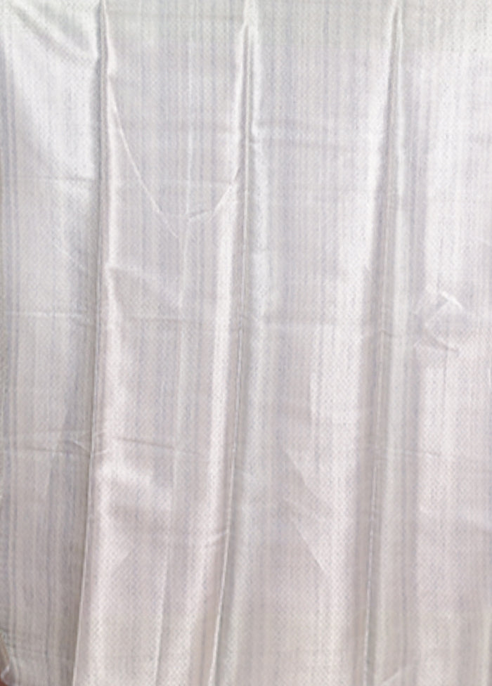 Grey Dupion Silk Saree With Blouse Piece
