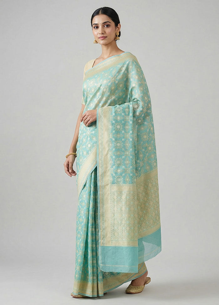 Pink Kora Silk Saree With Blouse Piece