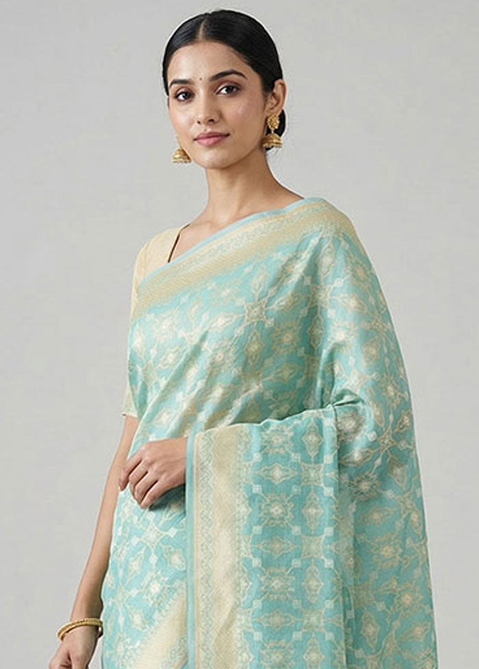 Pink Kora Silk Saree With Blouse Piece
