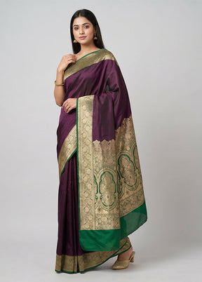 Maroon Banarasi Silk Saree With Blouse Piece