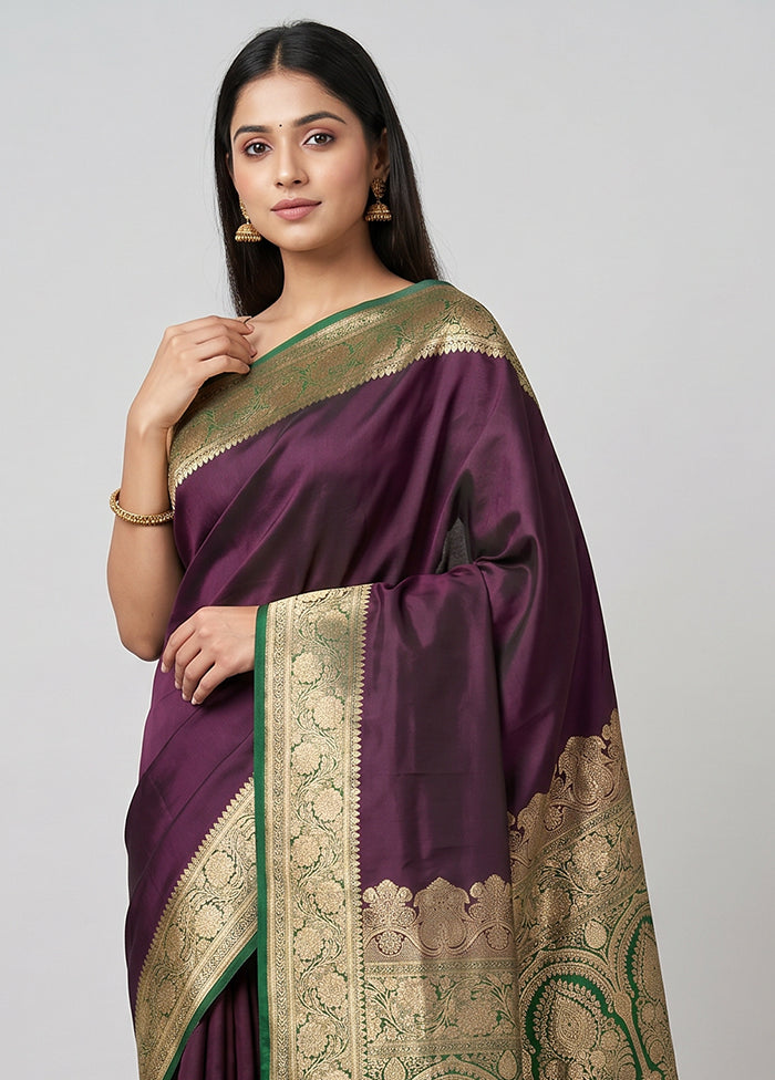 Maroon Banarasi Silk Saree With Blouse Piece