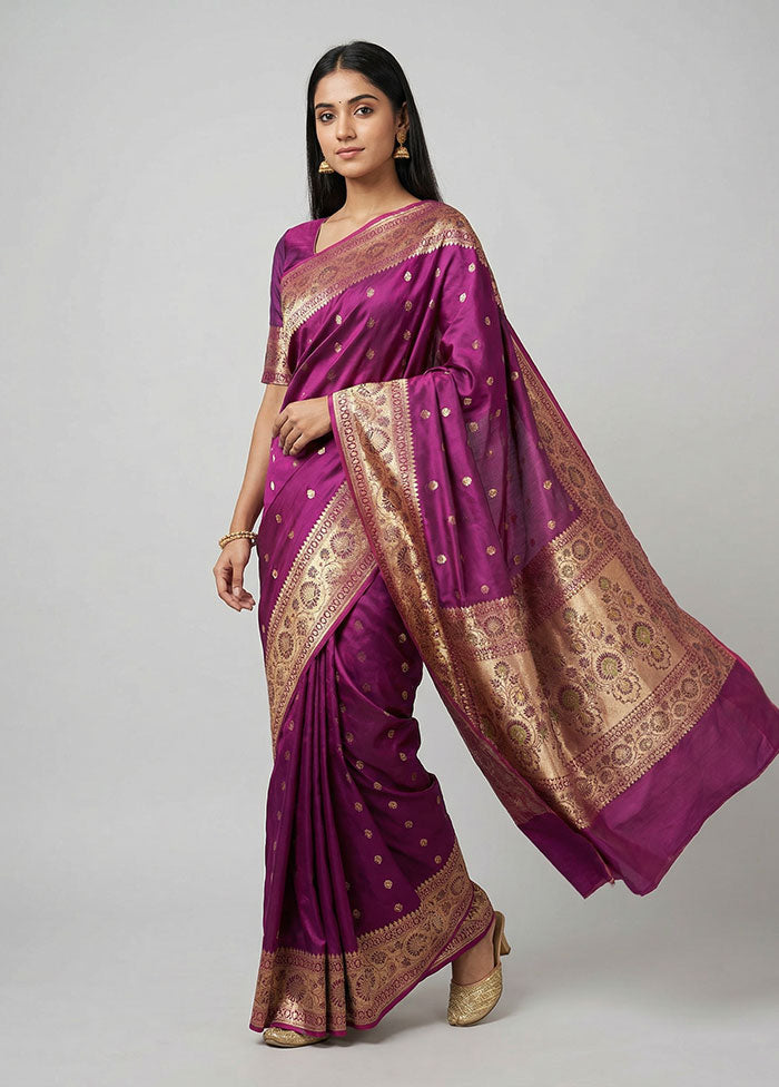 Pink Banarasi Silk Saree With Blouse Piece