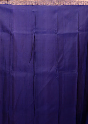 Blue Handloom Kanjivaram Pure Silk Saree With Blouse Piece