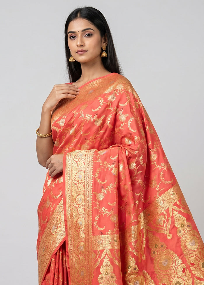 Pink Katan Silk Saree With Blouse Piece