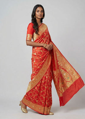 Pink Katan Silk Saree With Blouse Piece