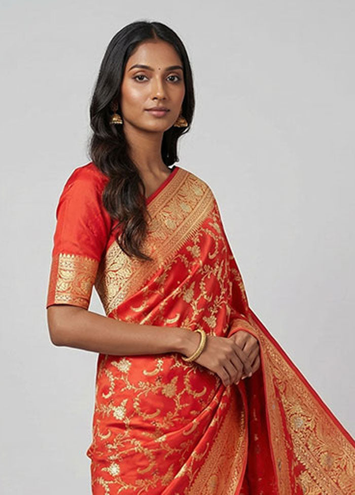 Pink Katan Silk Saree With Blouse Piece