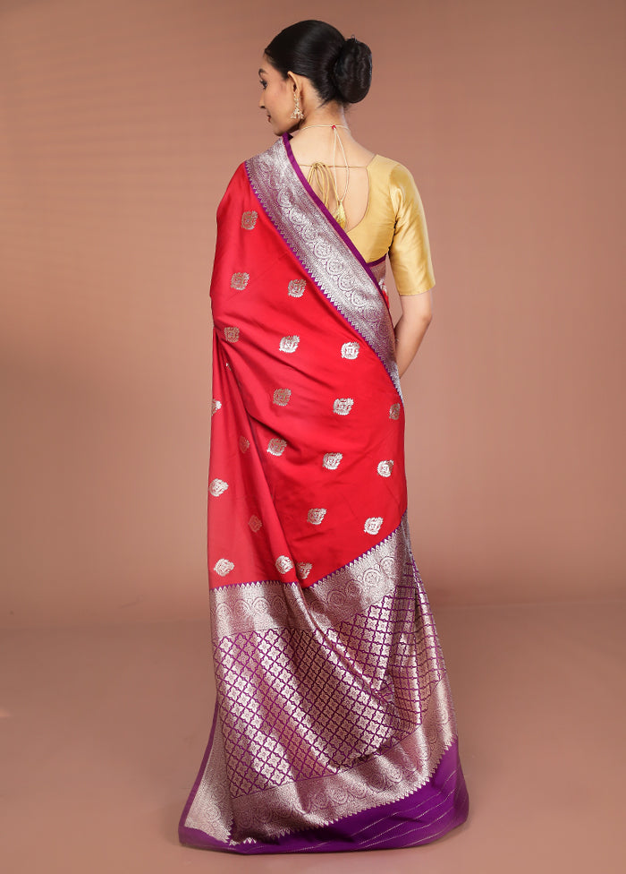 Red Handloom Katan Silk Saree With Blouse Piece