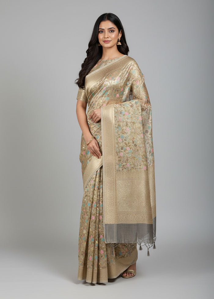Gold Tissue Silk Saree With Blouse Piece