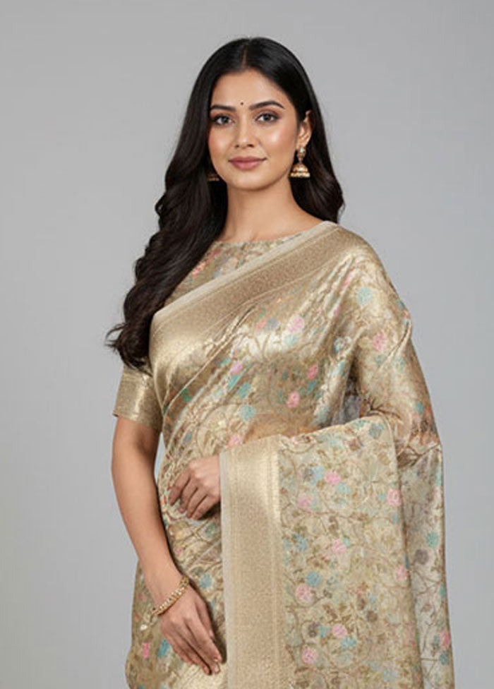 Gold Tissue Silk Saree With Blouse Piece