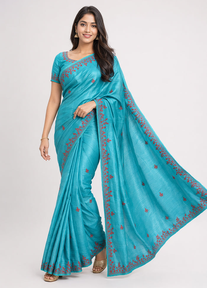 Multicolor Handloom Tussar Pure Silk Saree With Blouse Piece