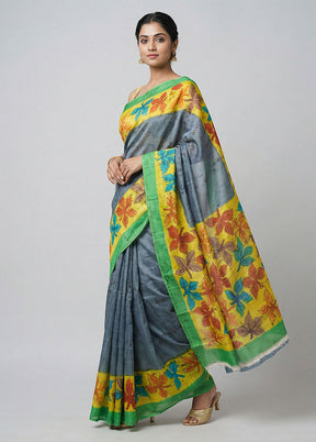Multicolor Printed Silk Saree Without Blouse Piece