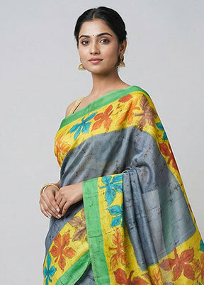 Multicolor Printed Silk Saree Without Blouse Piece