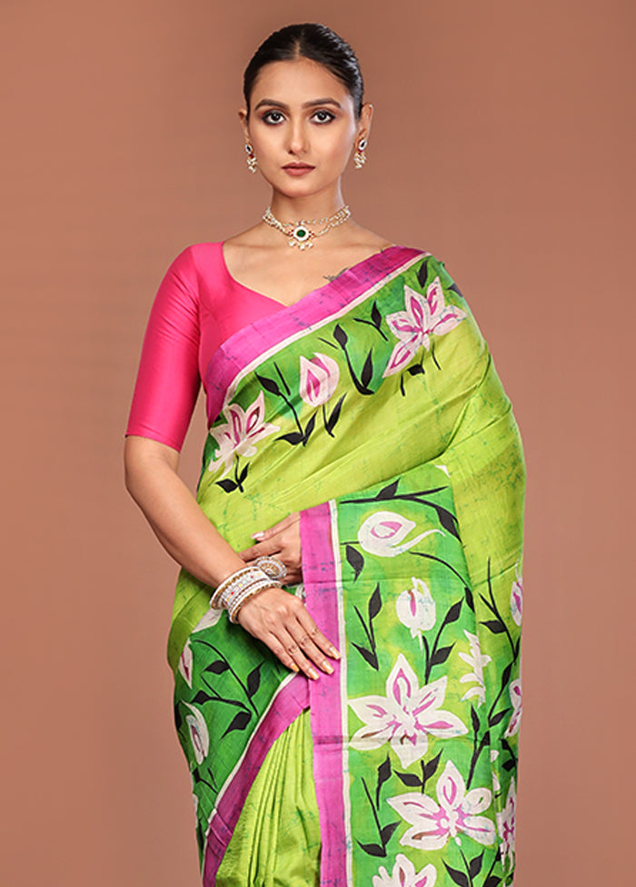 Multicolor Printed Pure Silk Saree Without Blouse Piece