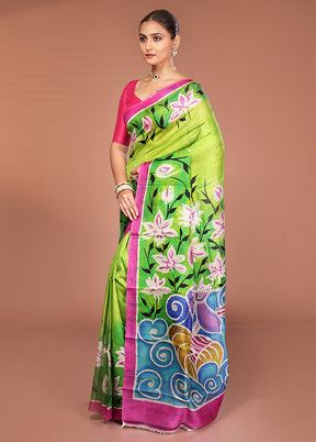 Multicolor Printed Pure Silk Saree Without Blouse Piece