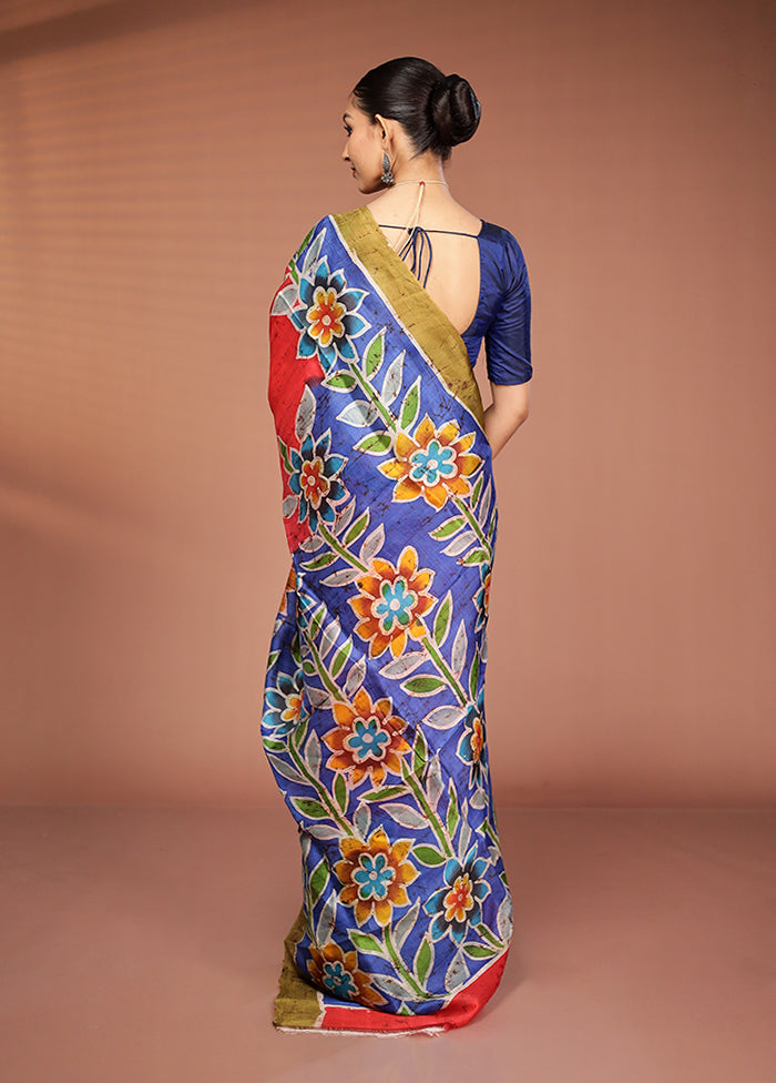 Red Printed Pure Silk Saree Without Blouse Piece