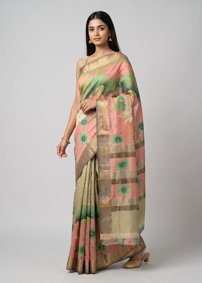 Multicolor Tussar Silk Saree With Blouse Piece