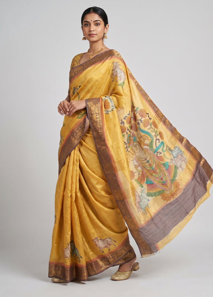 Multicolor Tussar Silk Saree With Blouse Piece
