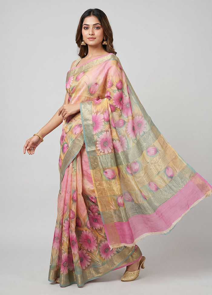 Multicolor Tussar Silk Saree With Blouse Piece