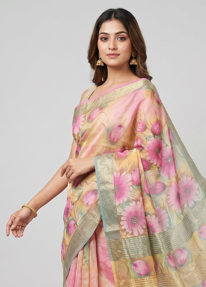 Multicolor Tussar Silk Saree With Blouse Piece