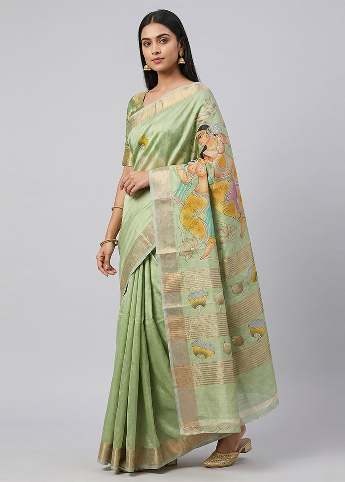 Multicolor Tussar Silk Saree With Blouse Piece