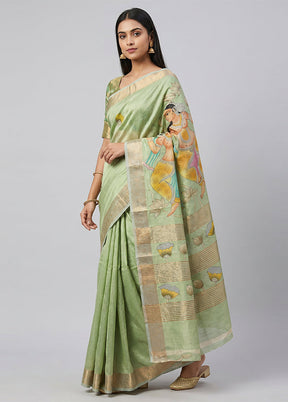 Multicolor Tussar Silk Saree With Blouse Piece
