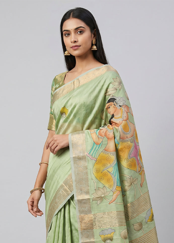 Multicolor Tussar Silk Saree With Blouse Piece