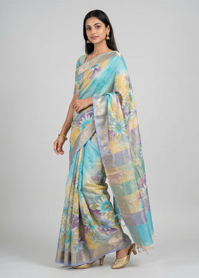 Multicolor Tussar Silk Saree With Blouse Piece