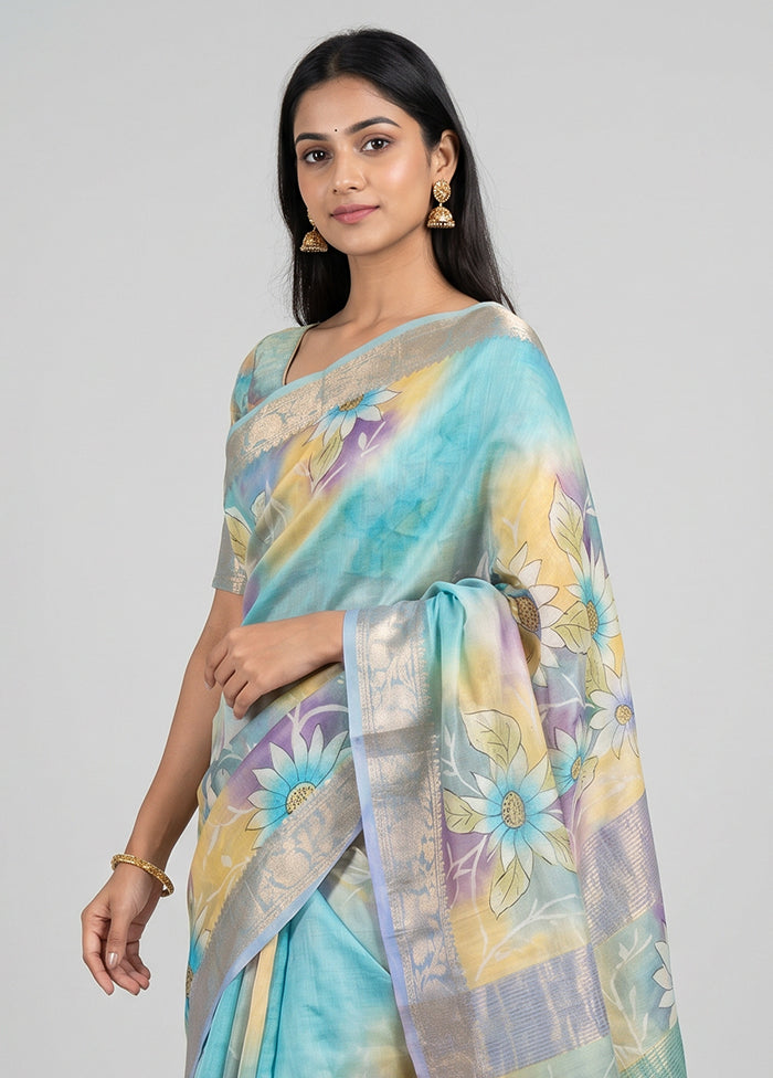 Multicolor Tussar Silk Saree With Blouse Piece