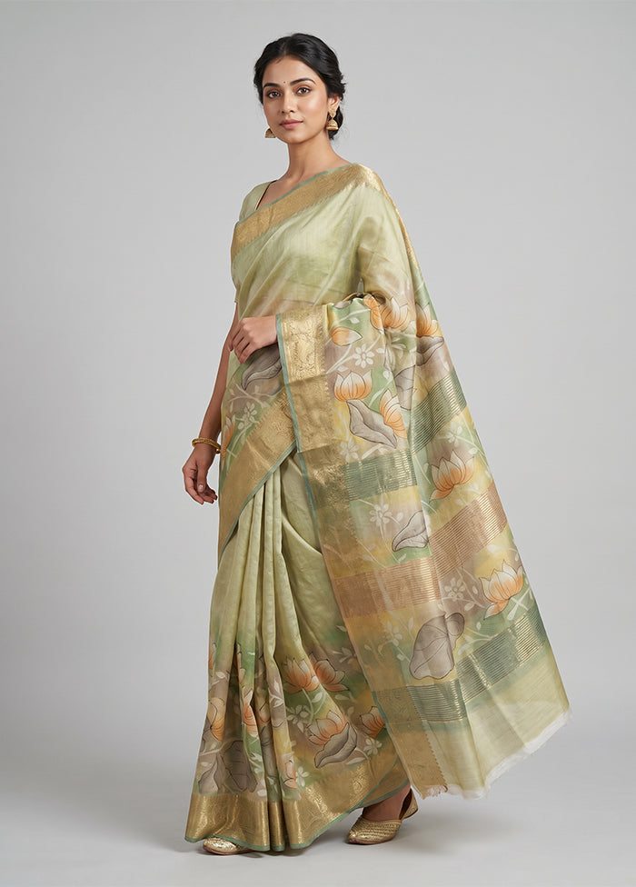 Multicolor Tussar Silk Saree With Blouse Piece