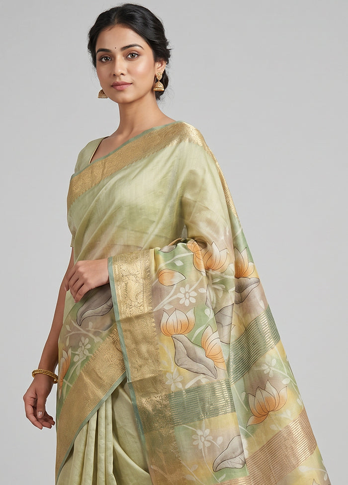 Multicolor Tussar Silk Saree With Blouse Piece