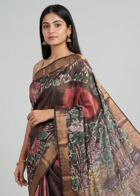 Multicolor Handloom Tussar Pure Silk Saree With Blouse Piece