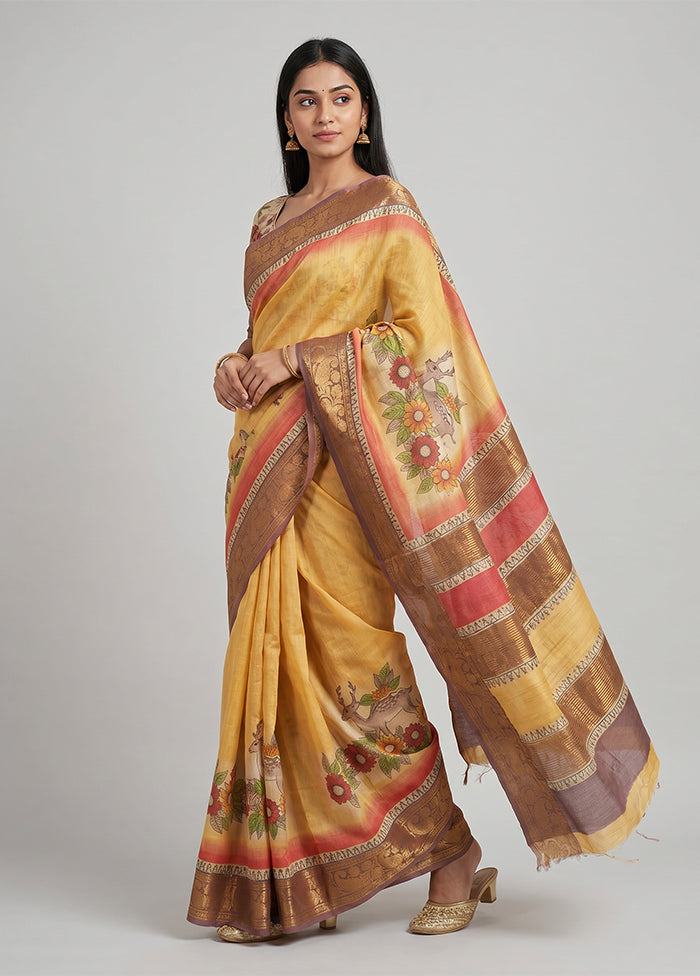 Multicolor Tussar Silk Saree With Blouse Piece