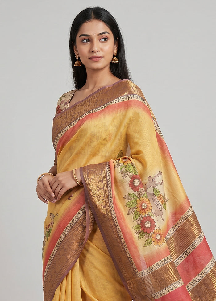 Multicolor Tussar Silk Saree With Blouse Piece