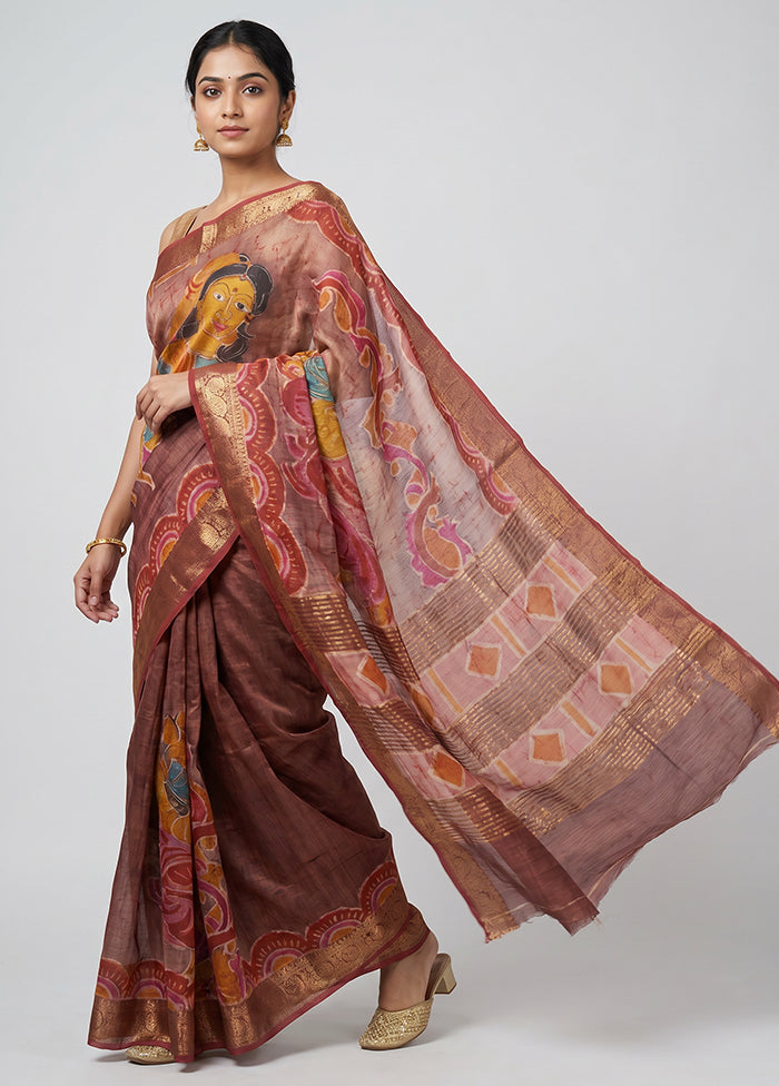 Multicolor Handloom Tussar Silk Saree With Blouse Piece