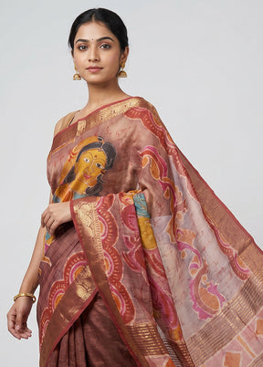 Multicolor Handloom Tussar Silk Saree With Blouse Piece