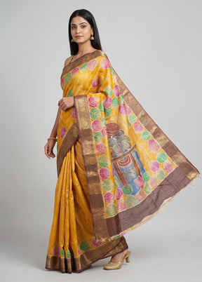 Multicolor Handloom Tussar Silk Saree With Blouse Piece