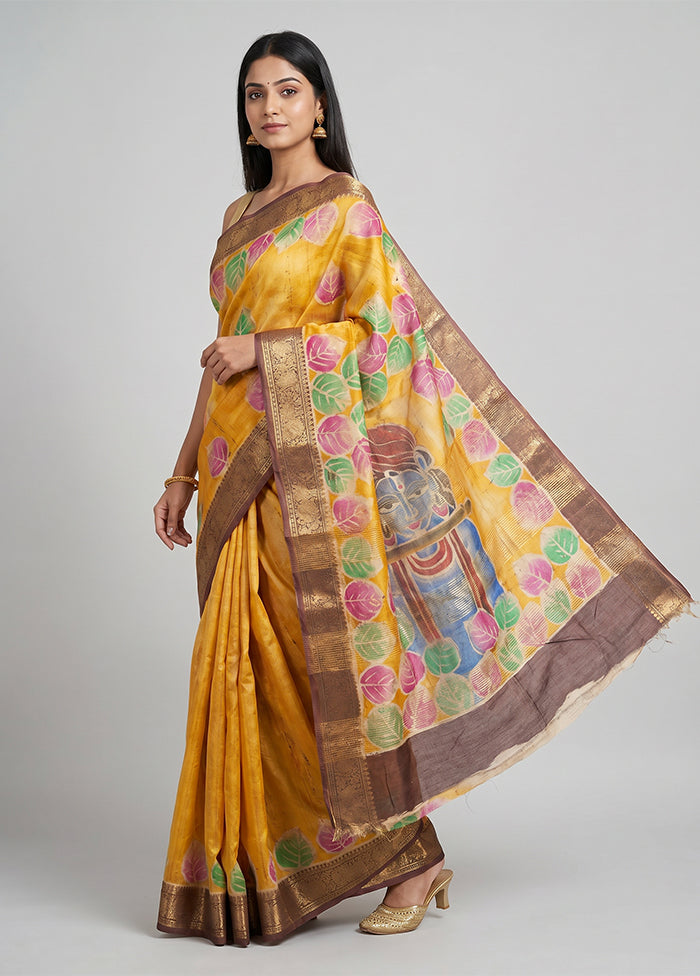 Multicolor Handloom Tussar Silk Saree With Blouse Piece