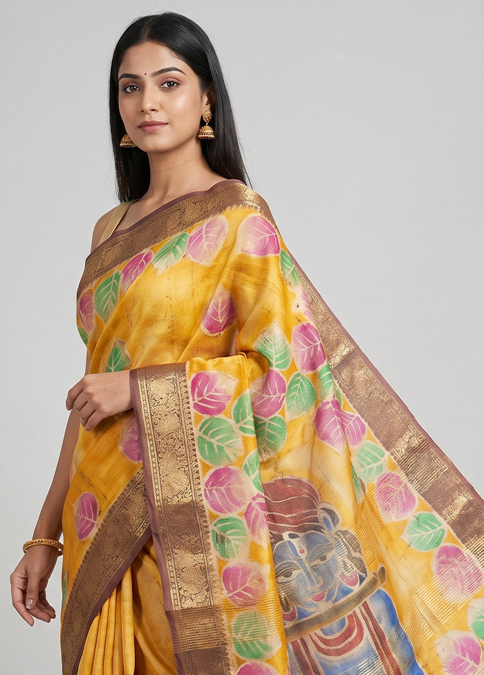 Multicolor Handloom Tussar Silk Saree With Blouse Piece