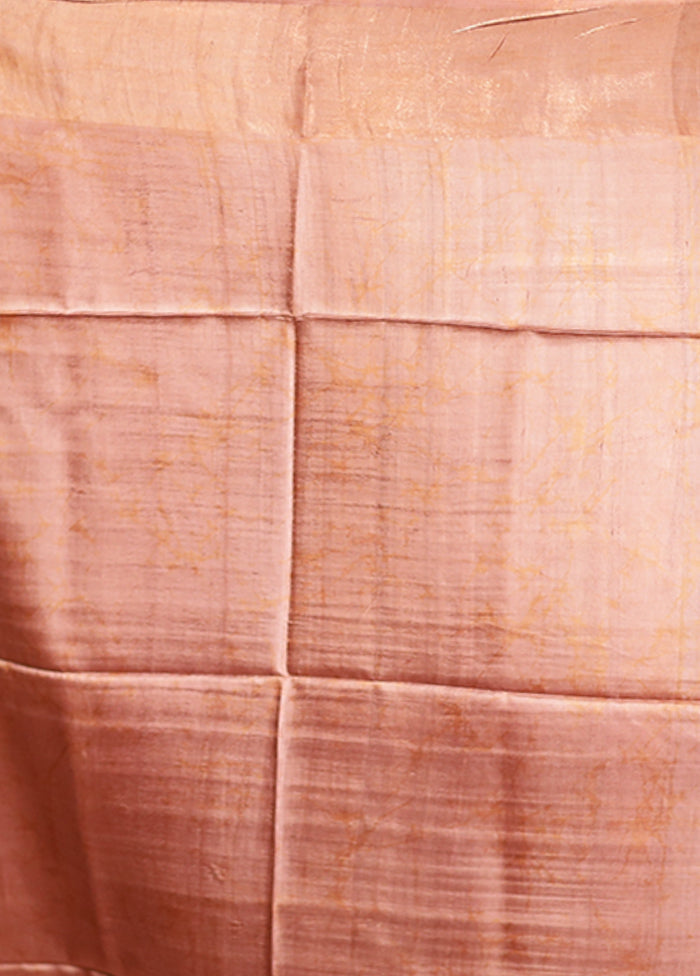 Yellow Handloom Tussar Pure Silk Saree With Blouse Piece